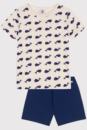 Petit Bateau Pigiama short in cotone fantasia balene bambino