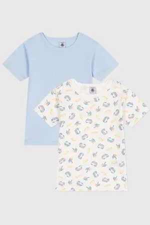 Petit Bateau Set da 2 T-shirt a maniche corte in cotone con furgoni stampati bambino