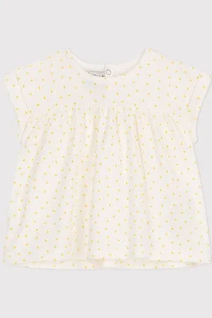 Petit Bateau Blusa a maniche corte in cotone con mini cuore stampato neonato