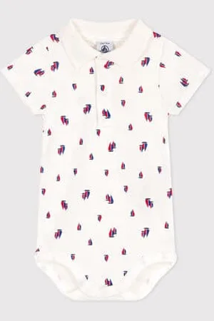 Petit Bateau Body a maniche corte in cotone con barche stampate neonato