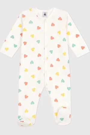 Petit Bateau Pigiama in cotone a cuori neonato