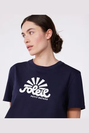 Petit Bateau T-shirt donna Le Droit in cotone tinta unita