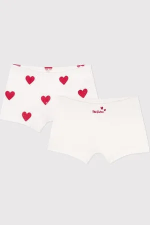 Petit Bateau Set da 2 shorty in cotone con stampa a cuori bambino
