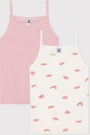 Petit Bateau Set di 2 canotte in cotone con granchi stampati bambino