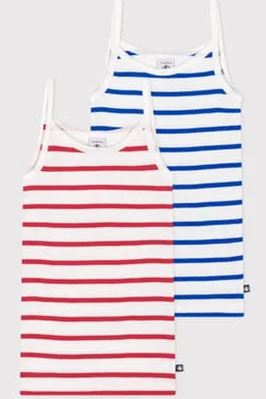 Petit Bateau Set di 2 canotte in cotone a righe bambino