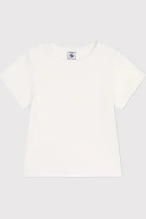 Petit Bateau T-shirt a maniche corte in cotone tinta unita bambina