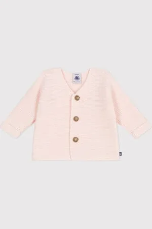 Petit Bateau Cardigan in maglia di cotone a punto legaccio neonato