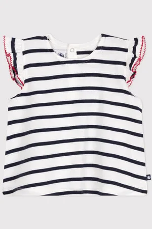 Petit Bateau Blusa senza maniche in cotone a righe neonato