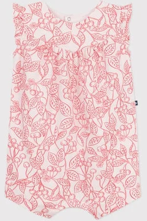Petit Bateau Tutina corta senza maniche in cotone con stampa di ciliegie rosa neonato