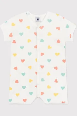 Petit Bateau Tutina corta in cotone a cuori neonato
