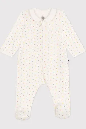 Petit Bateau Pigiama in cotone a cuori con colletto e cerniera neonato