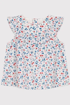 Petit Bateau Blusa senza maniche in cotone con stampa a fiori neonato