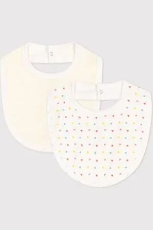 Petit Bateau Confezione da 2 bavaglini in cotone con stampa neonato