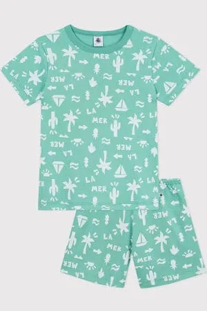Petit Bateau Pigiama corto in cotone con stampa bambino