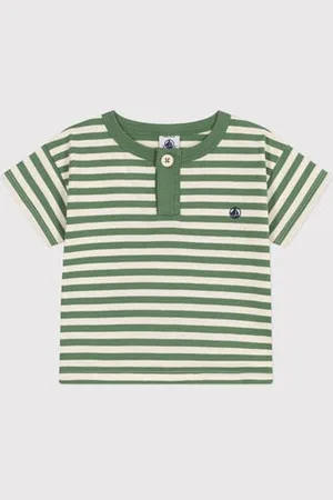 Petit Bateau T-shirt a maniche corte in cotone a righe neonato