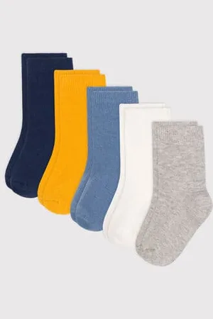 Petit Bateau 5 paia di calzini per neonati in cotone tinta unita