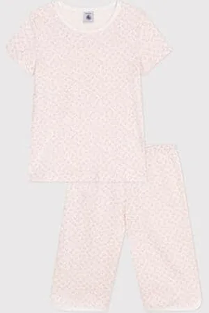 Petit Bateau Pigiama capri in cotone con stampa a fiori bambina