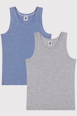 Petit Bateau Set di 2 canotte in cotone a righe bambino