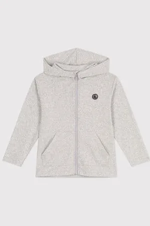 Petit Bateau Felpa con cappuccio e cerniera in cotone tinta unita bambino