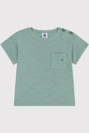Petit Bateau T-shirt a maniche corte in cotone tinta unita neonato