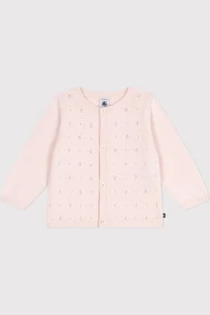 Petit Bateau Cardigan in cotone a punto fantasia neonata