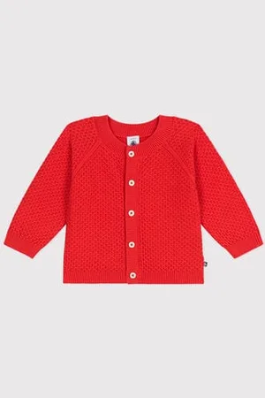 Petit Bateau Cardigan in cotone a punto fantasia neonata