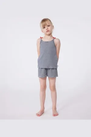 Petit Bateau Pigiama corto in cotone a righe con spalline bambina