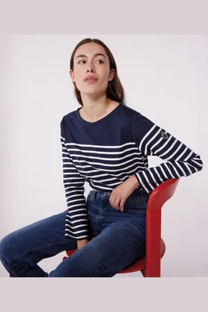 Petit Bateau Marinière a maniche lunghe in cotone donna