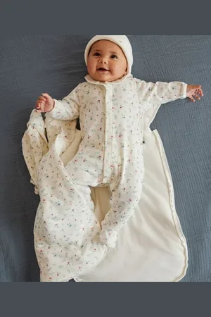 Petit Bateau Pigiama in cotone con colletto a fiori neonato