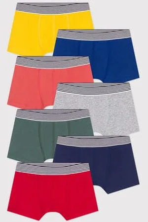 Petit Bateau Confezione da 7 boxer in cotone a tinta unita bambino