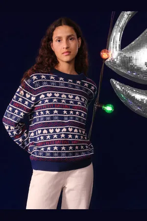 Petit Bateau Maglione in misto lana e cotone jacquard donna