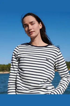 Petit Bateau Marinière a maniche lunghe in cotone donna
