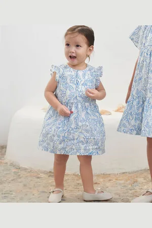 Petit Bateau Abito e bloomer in cotone con stampa di ciliegie blu neonato