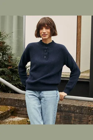 Petit Bateau Maglione con bottoni in cotone a costa inglese