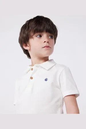 Petit Bateau Polo a maniche corte in cotone tinta unita bambino