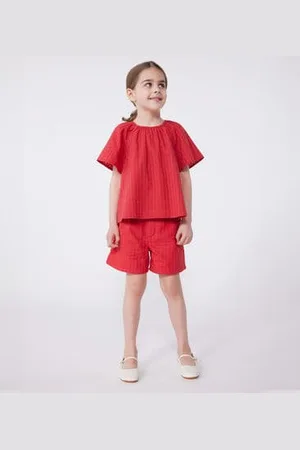 Petit Bateau Blusa a maniche corte in cotone con motivo a fiori bambina