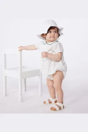 Petit Bateau Pagliaccetto a maniche corte neonato in cotone con scollo e stampa a pois