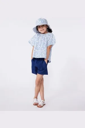 Petit Bateau Blusa bambina a maniche corte in cotone con ciliegie stampate