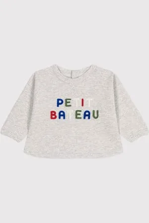 Petit Bateau Felpa in cotone tinta unita neonato