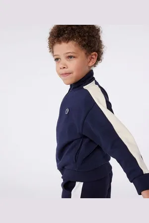 Petit Bateau Felpa a collo alto con cerniera in cotone tinta unita bambino