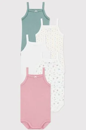 Petit Bateau Set di 3 body con spalline in cotone a fiori neonato