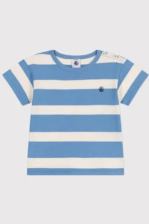 Petit Bateau T-shirt a maniche corte in cotone a righe neonato