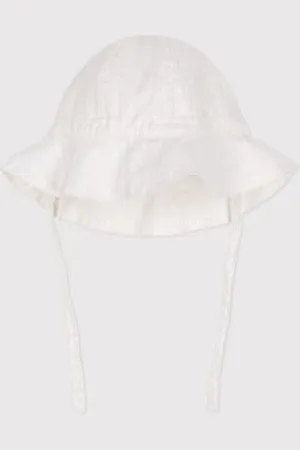 Petit Bateau Cappellino in popeline tinta unita neonata