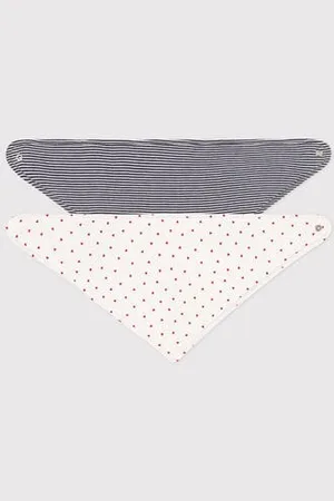 Petit Bateau 2 bavaglini a bandana in cotone neonato