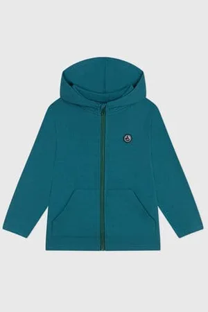 Petit Bateau Felpa con cappuccio e cerniera in cotone tinta unita bambino