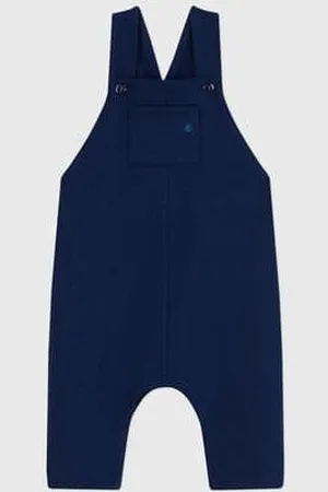 Petit Bateau Salopette lunga in cotone tinta unita neonato