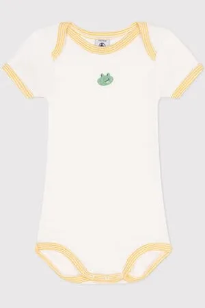 Petit Bateau Body a maniche corte in cotone con stampa neonato
