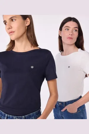 Petit Bateau Iconica T-shirt da donna con collo da ammiraglio in cotone