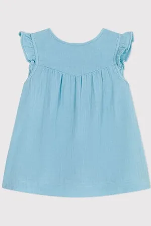 Petit Bateau Abito senza maniche in cotone tinta unita neonato