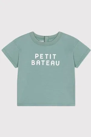 Petit Bateau T-shirt a maniche corte in cotone tinta unita neonato